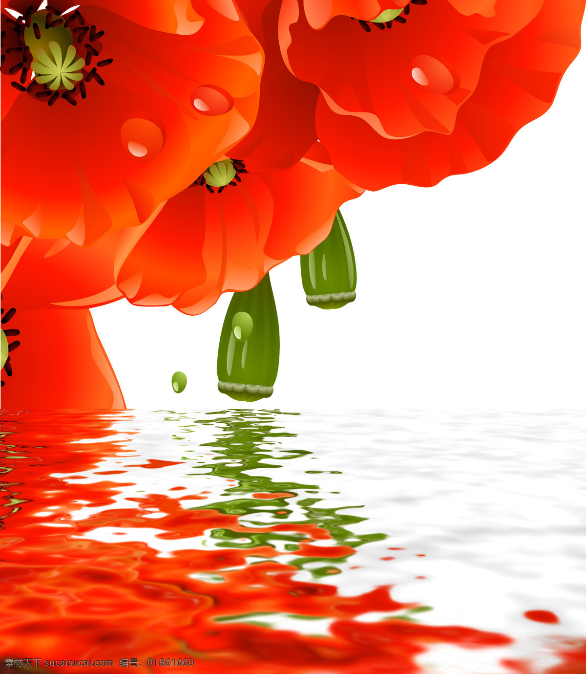 水中花卉 水中 花卉 设计素材 模板下载 红色花卉 红花 倒影 水纹 鲜花 花朵 清新 装饰画 设计图库 生物世界 花草