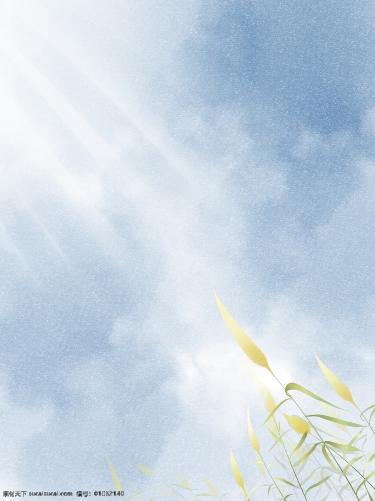 全 原创 手绘 蓝天 白云 清新 背景 蓝天白云背景 光 植物