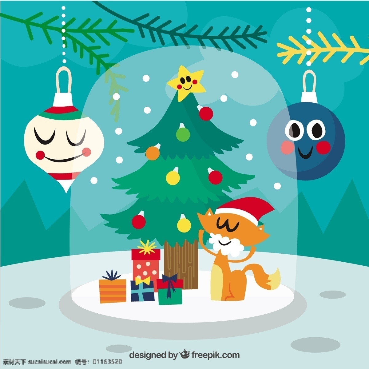 圣诞 装饰 背景 小猫 戴 圣诞老人 克劳斯 配件 圣诞树 一方面 猫 圣诞快乐 冬天 圣诞背景 可爱的圣诞节 装修 文化背景 寒冷 假期