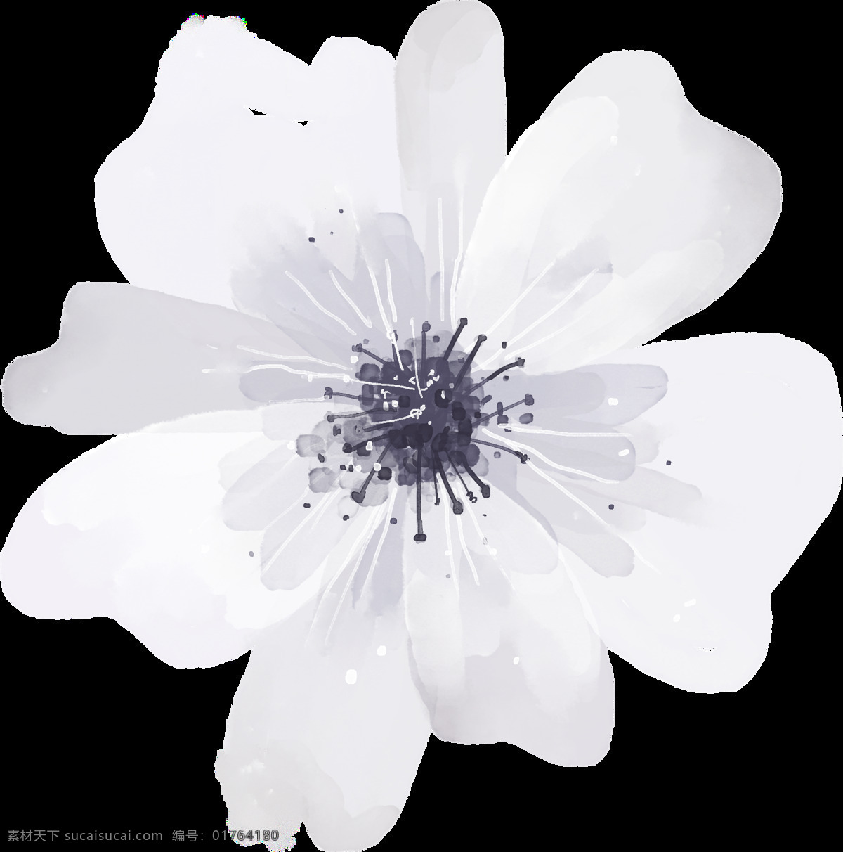 手绘 仙气 十足 透明 花卉 白色 黑色 礼服花纹 免扣素材 水彩 透明素材 装饰图案