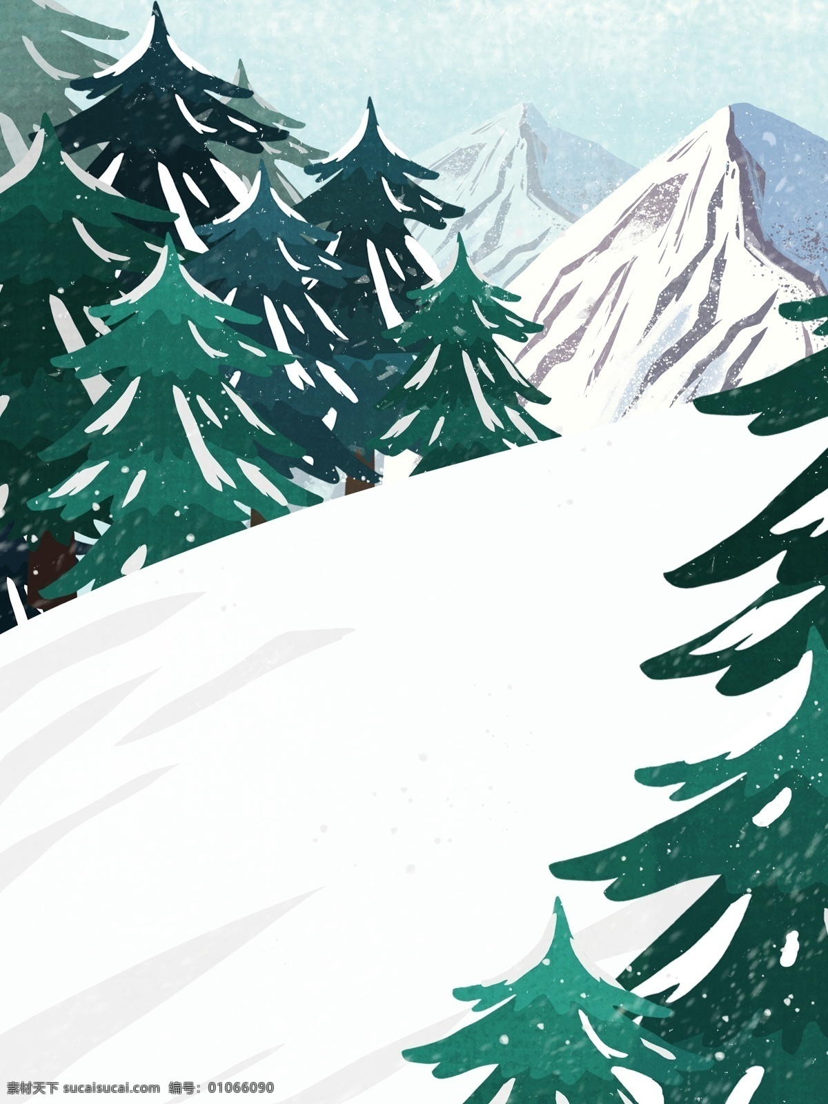 唯美 冬季 雪地 雪景 背景 冬天 树木 背景设计 彩绘背景