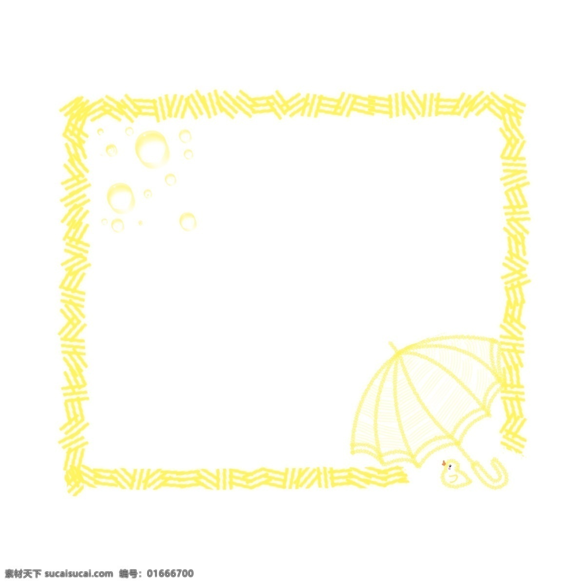 正方形 图案 边框 插图 雨伞 黄色边框