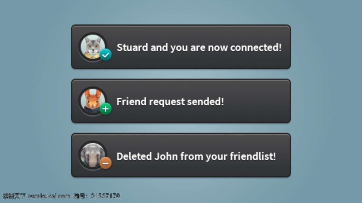 通知 图形 黑色 简约 趣味 网页素材 网页模板