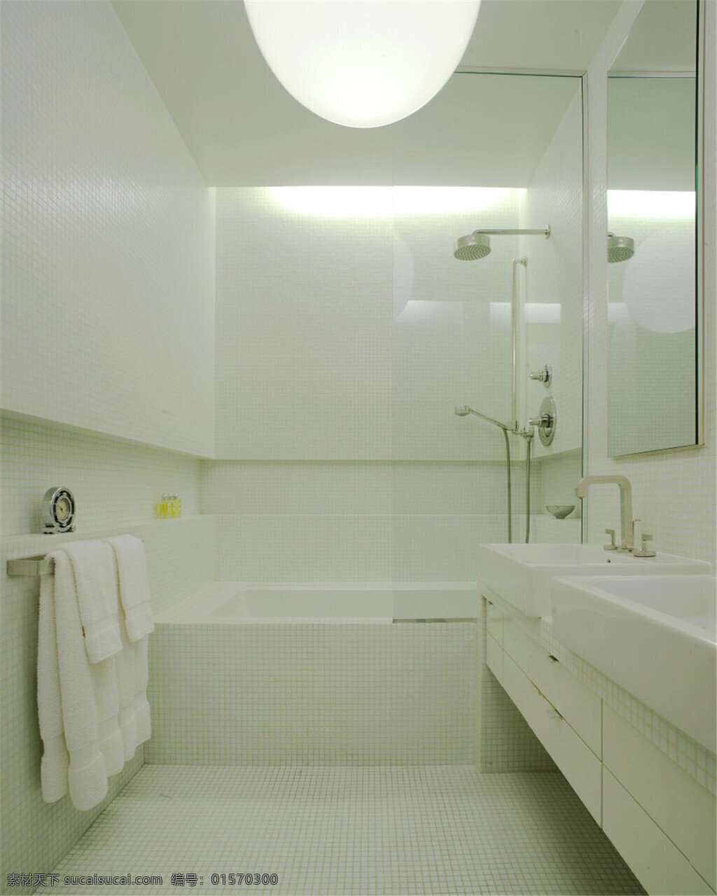 现代 简约 卫生间 球体 吊灯 室内装修 效果图 白色背景墙 白色地板 白色洗手台 卫生间装修