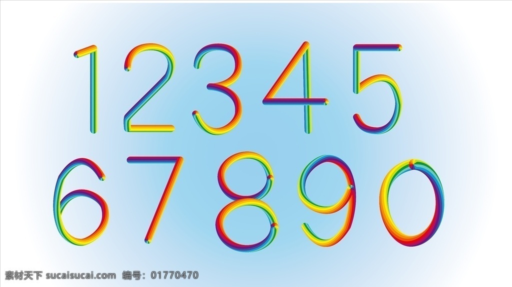 彩虹数字 彩色数字 彩虹 彩色 数字 阿拉伯数字 渐变数字 渐变