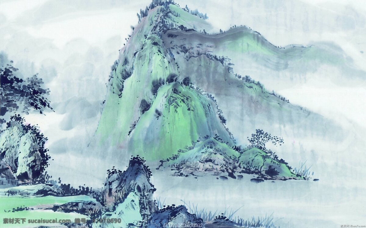 手绘山水画 山水 中国风 传统艺术 水墨画 文化艺术 绘画书法