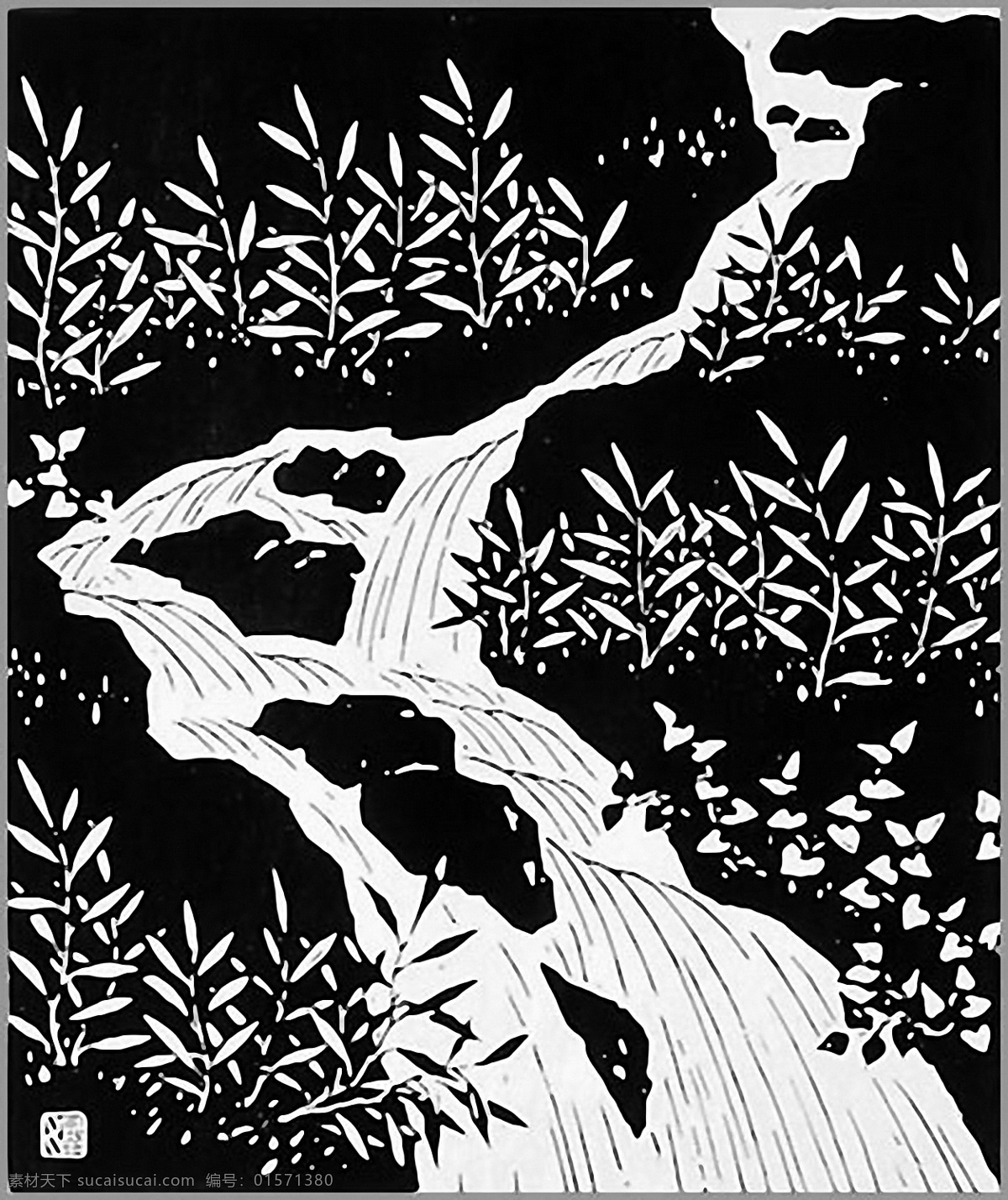 风景 木刻画 版画0027 版画 设计素材 木刻版画 版画世界 书画美术 黑色