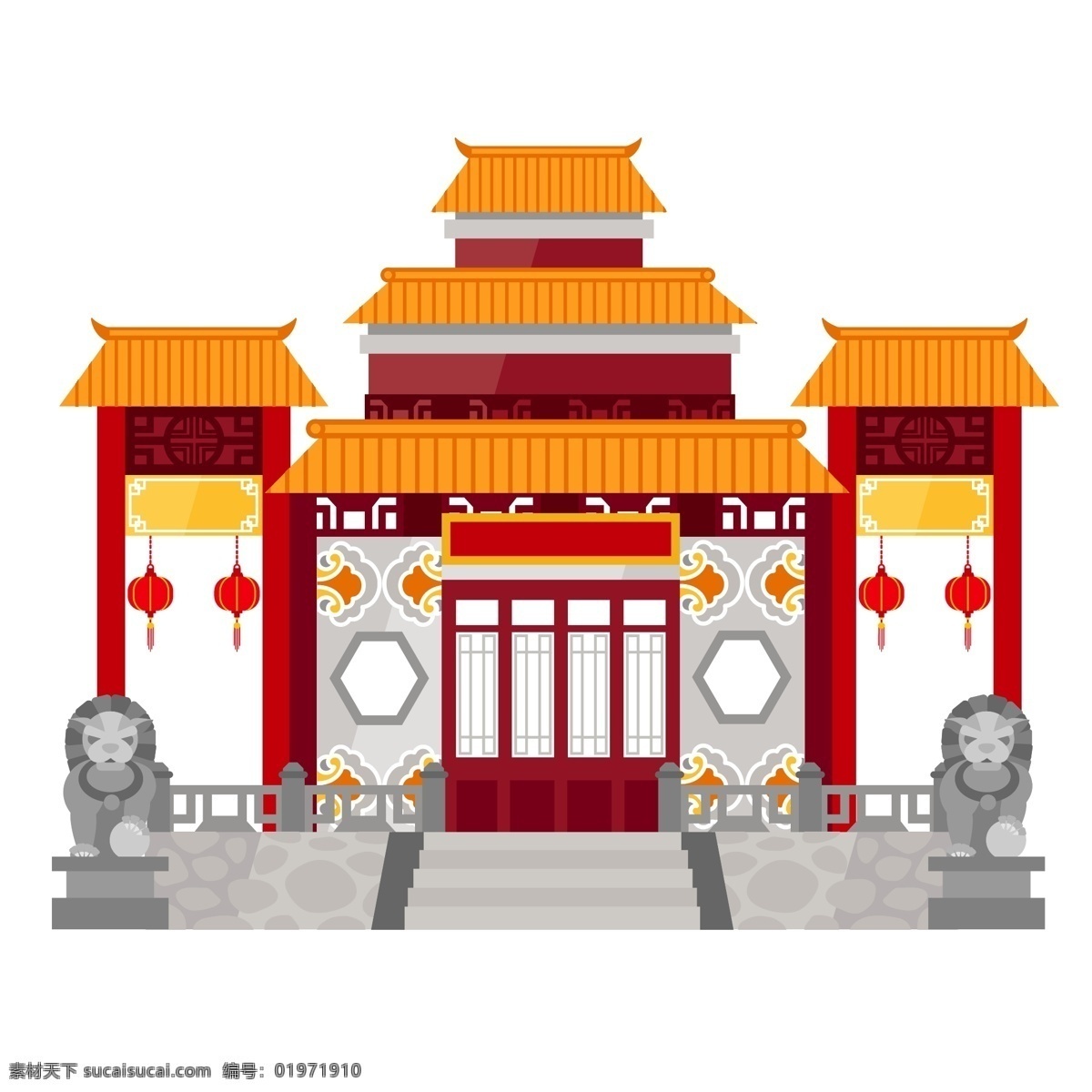 中国 传统 特色 建筑 插画 风景 仿古 艺术