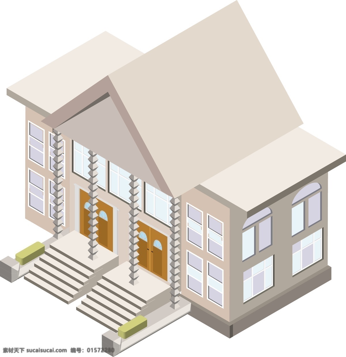d 白色 巴洛克 式 建筑 2.5d ai素材