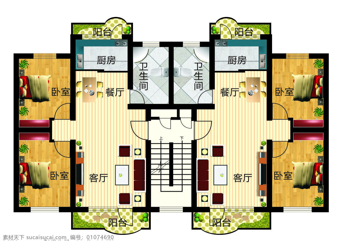 户型图 户型 房产 室内 彩色 小户型 室内设计 环境设计