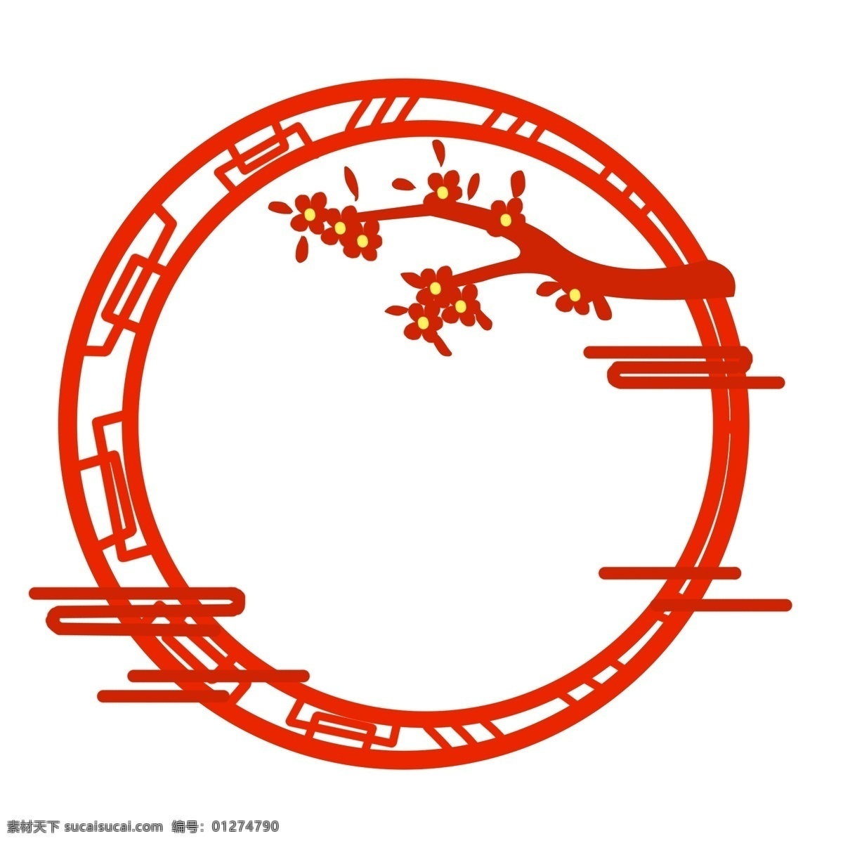 新年 圆形 边框 插画 红色 手绘圆形边框 卡通圆形边框 红色的小花 新年圆形边框 漂亮