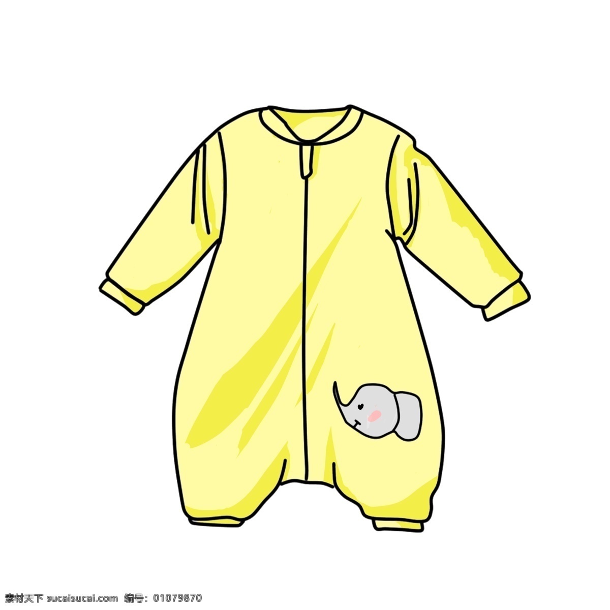 手绘 儿童 衣服 插画 黄色的衣服 可爱的衣服 萌萌哒小象 卡通 配 图 儿童衣服
