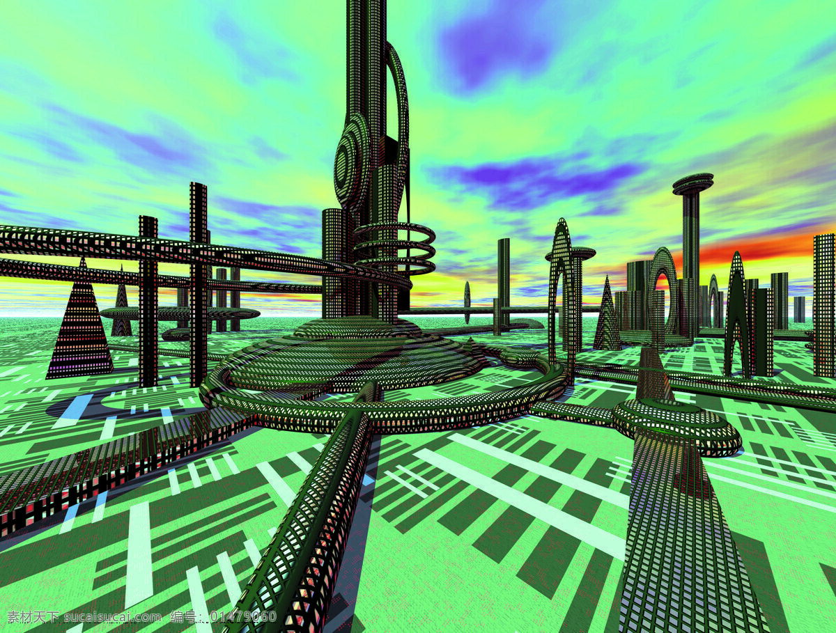 城市 科幻 三维 电脑艺术 设计素材 科幻世界 黑色