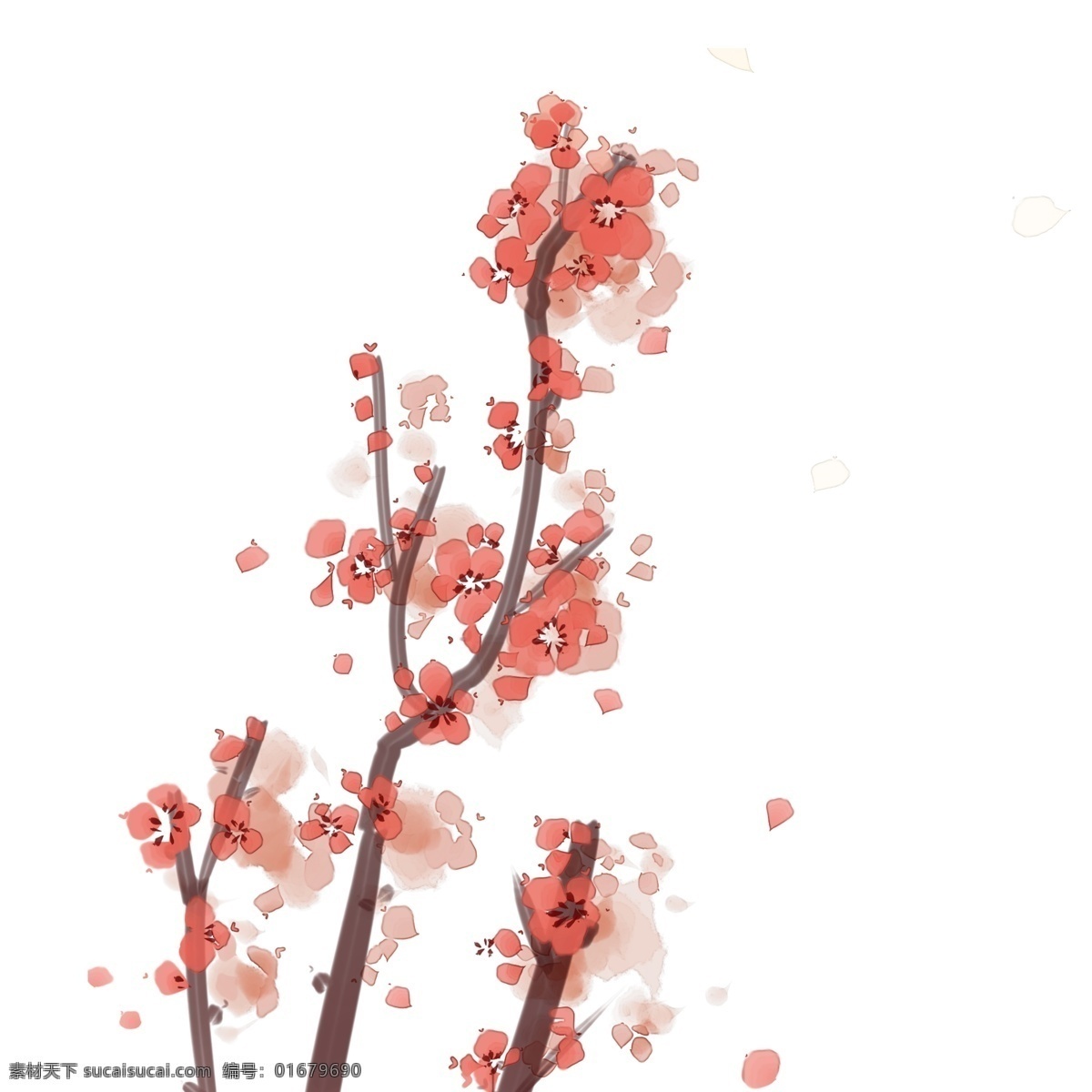 卡通 手绘 腊梅 元素 古风 唯美 中国风 植物 插画 复古 梅花 红梅 冬季素材