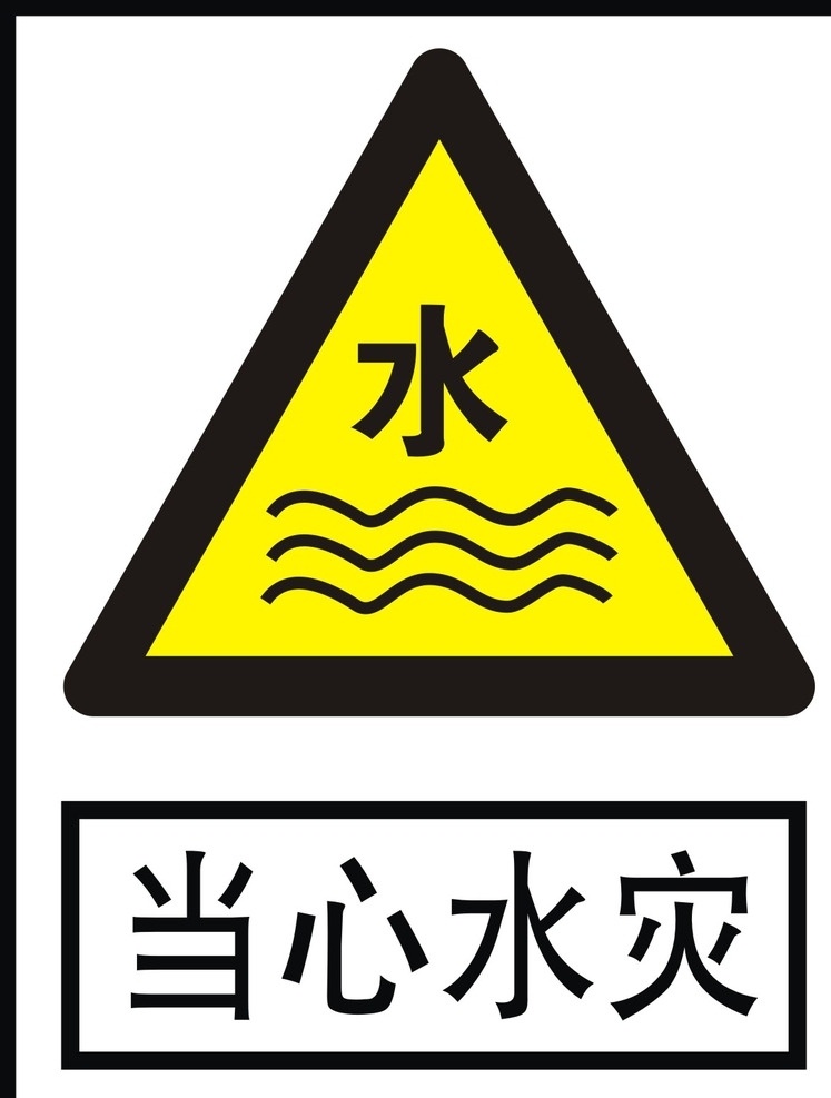 当心水灾 警示牌 警告牌 警示 警告标语 警示标语 请注意 当心 小心货车 矢量图 矢量 标识 标示 标志 标志图标 公共标识标志