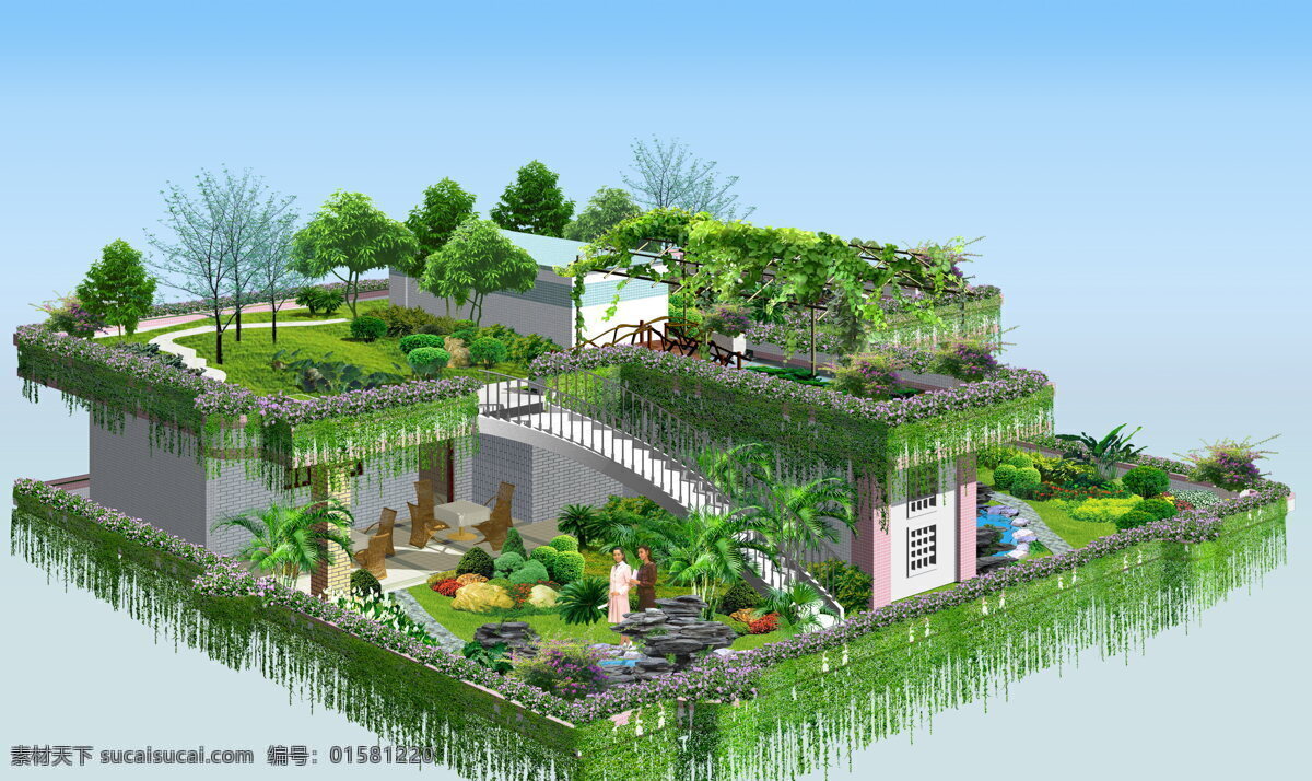 屋顶花园 效果图 建筑设计 景观设计 立体图 环境设计