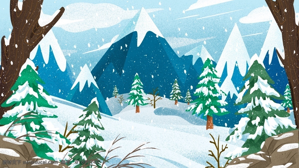唯美 冬季 树林 雪景 背景 背景素材 冬日背景 冬天快乐 广告背景素材 冬天雪景
