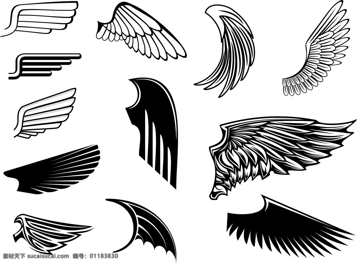 翅膀 翅膀矢量素材 翅膀素材 矢量 手绘 天使翅膀 纹身图案 羽毛 翅膀模板下载 翅膀设计 装饰翅膀 鸟类翅膀 鸟儿翅膀