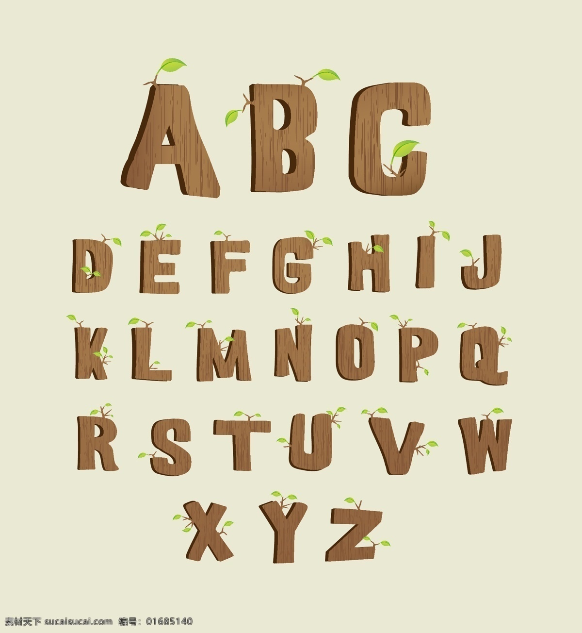 木纹字母 白色
