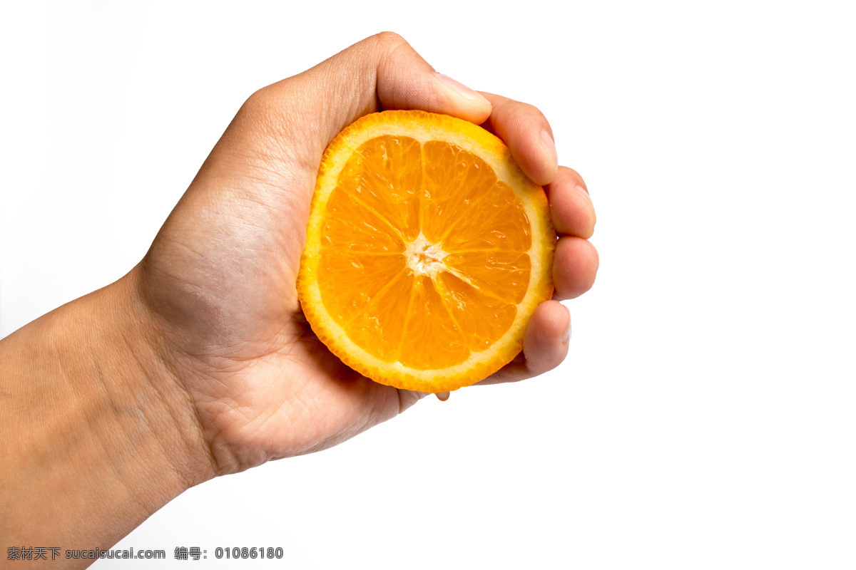 手 挤 橙子 画面 手挤 的画面 白底 香橙 水果 食材