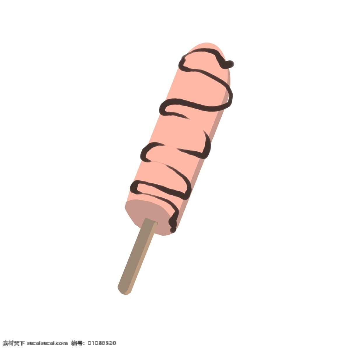 雪糕粉色 雪糕 卡通 夏日 凉爽 冰棍 手绘