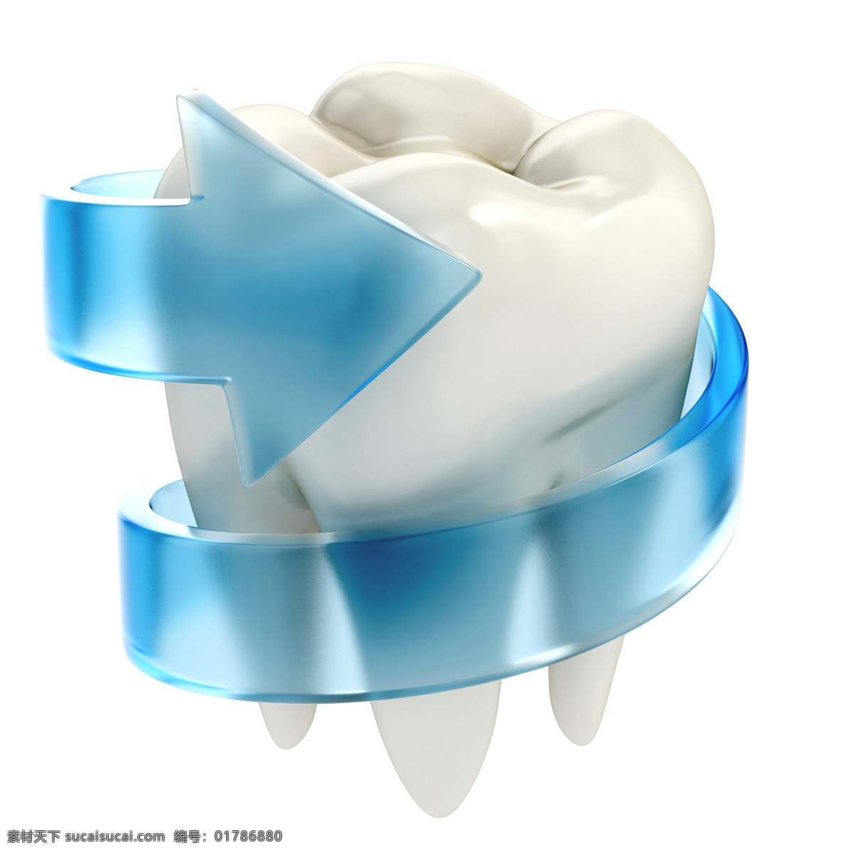 3d设计 3d作品 白色 箭头 蓝色 牙齿 塑料 裹 设计素材 模板下载 护齿 健齿