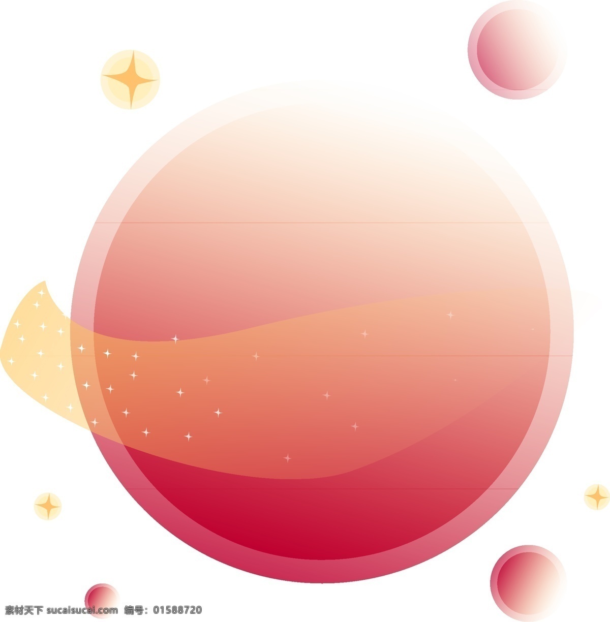 创意 红色 星球 插画 创意星球插画 红色星球 黄色的光晕 黄色的星星 光滑的星球 卡通星球插画