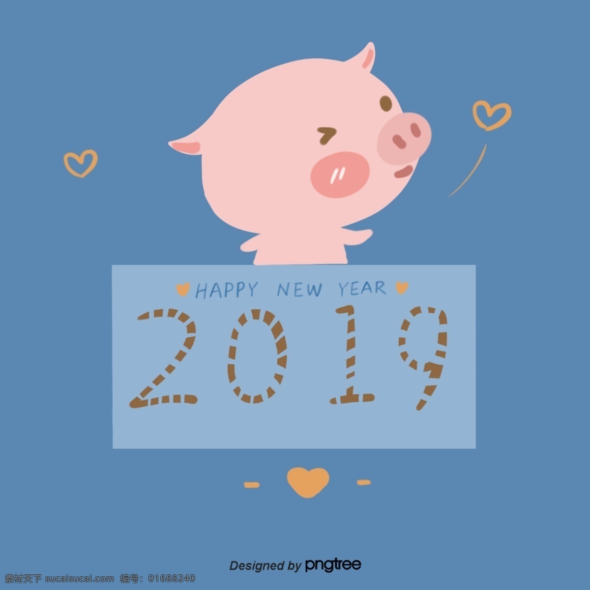 新 2019 年猪 红色 警报 2019年 猪 标签 广场 可爱 蓝色 粉色