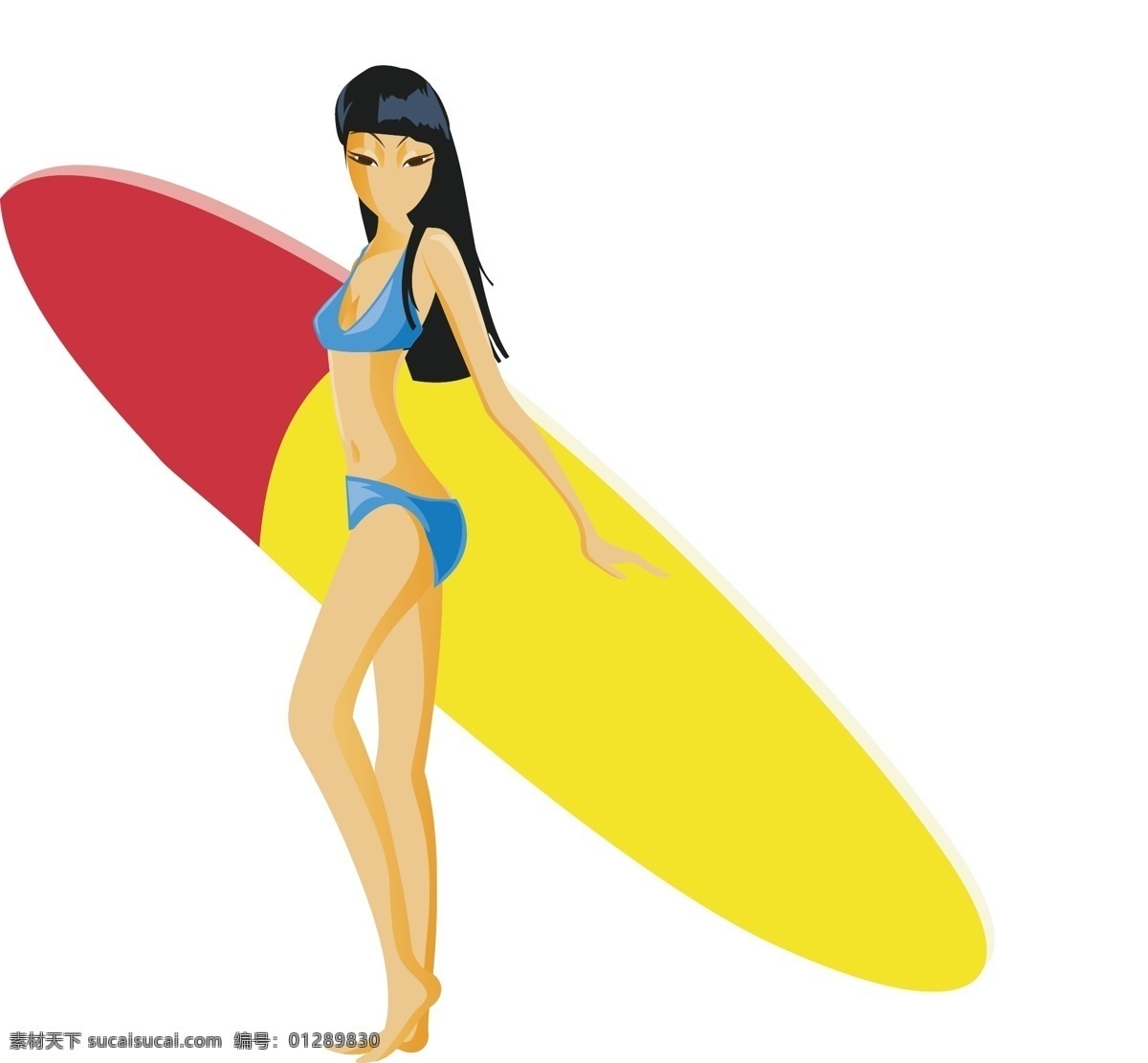 女孩 冲浪 矢量图 美女
