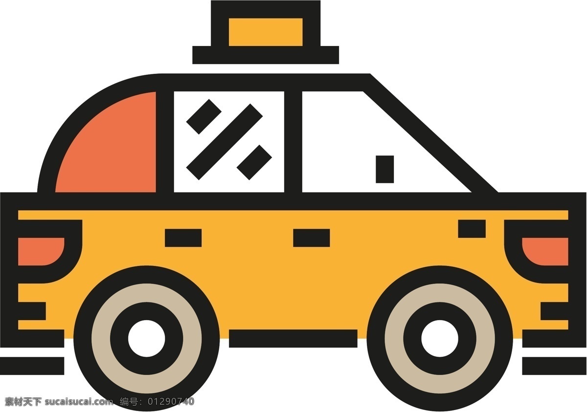 建筑 icon 图标素材 性 扁平 手绘 单色 多色 简约 精美 可爱 商务 圆润 方正 立体 图标 出租车