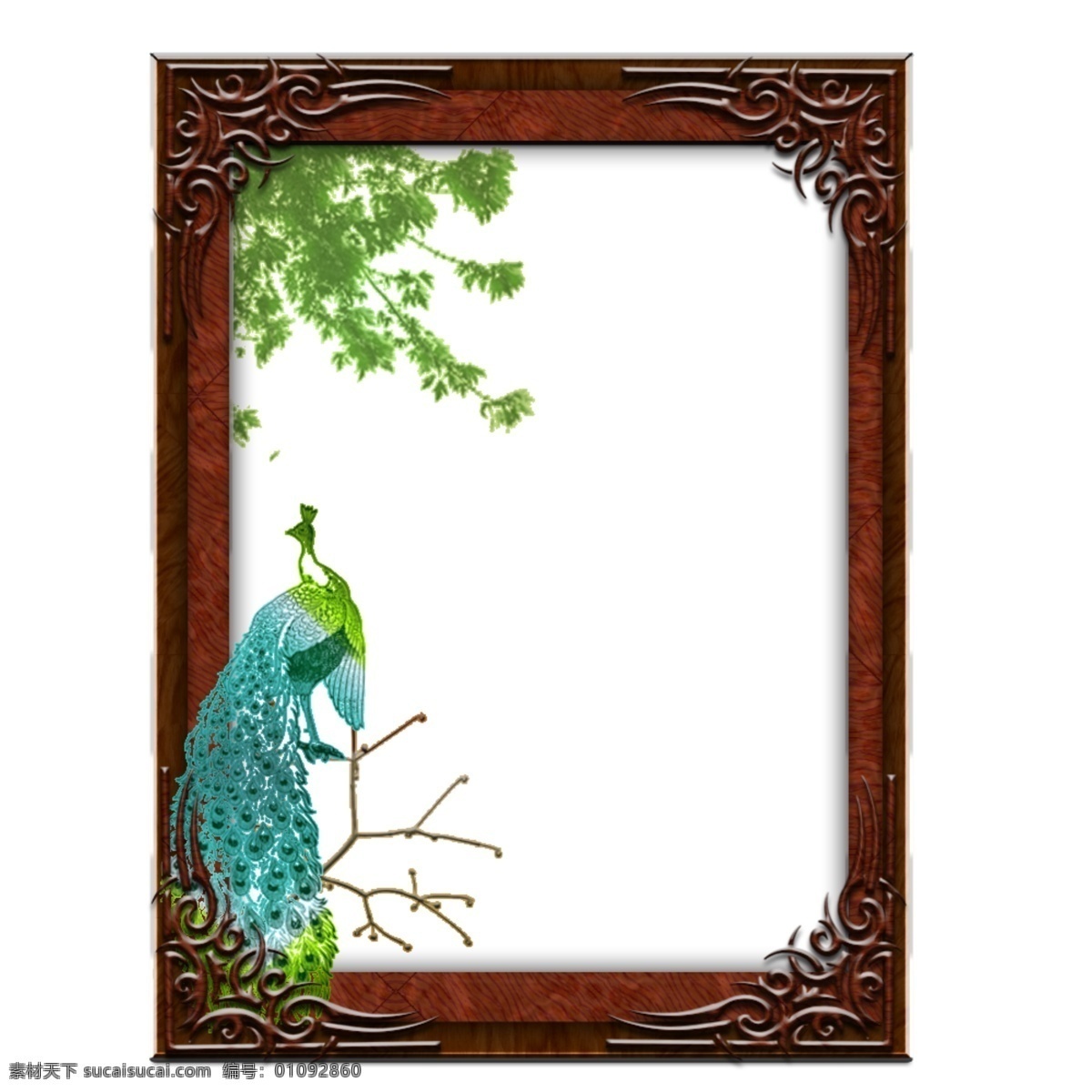 孔雀 画框 孔雀画框 白色