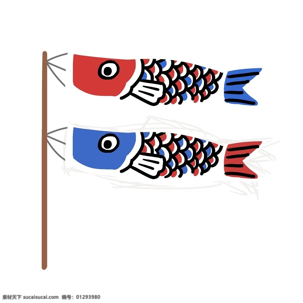 日本 鲤鱼 旗 装饰 插画 卡通鲤鱼旗 日本旗帜 小旗 鱼旗装饰 可爱的鱼旗 漂浮的鲤鱼旗 日文文化 装饰品