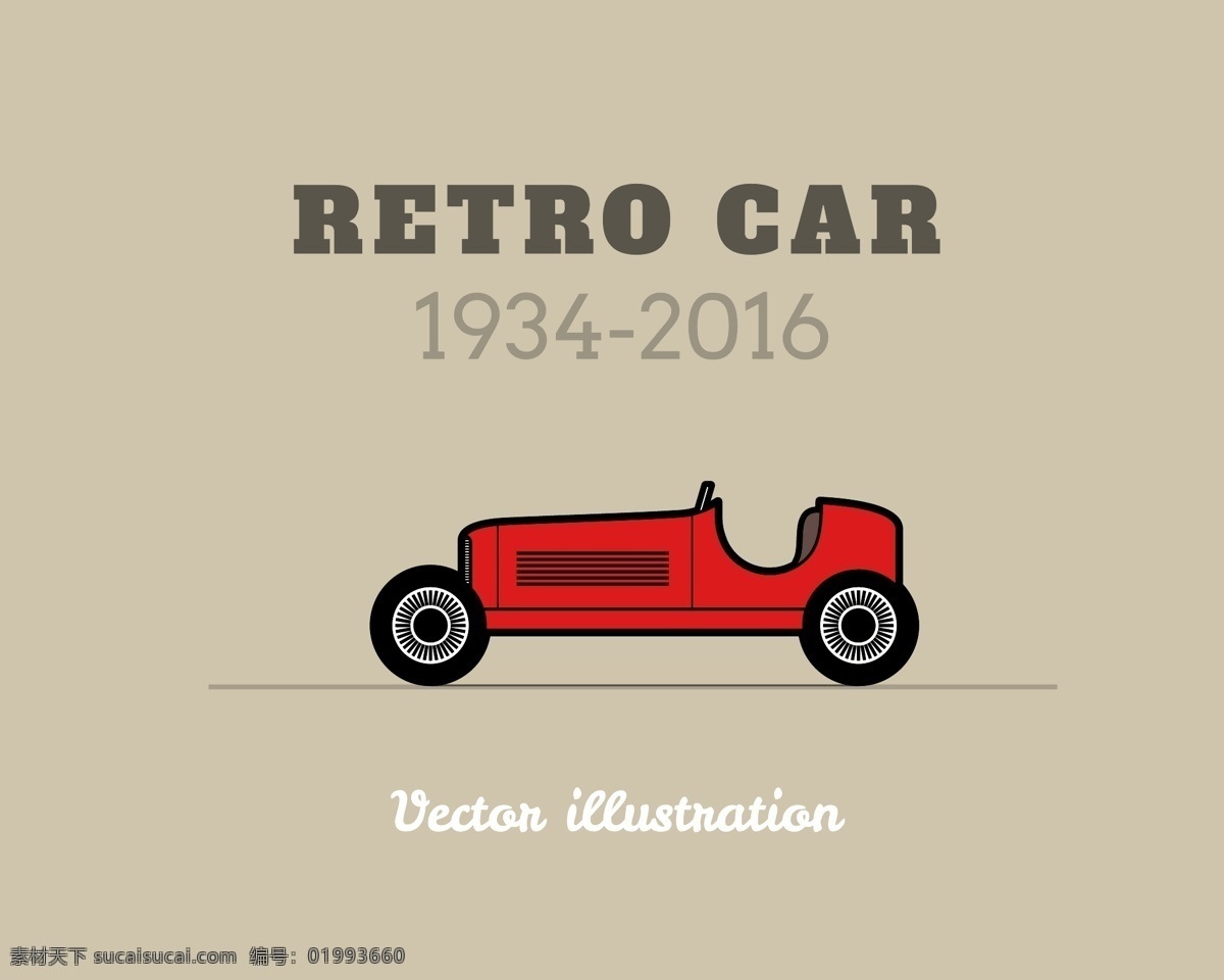 红色复古汽车 复古 汽车海报 矢量设计图