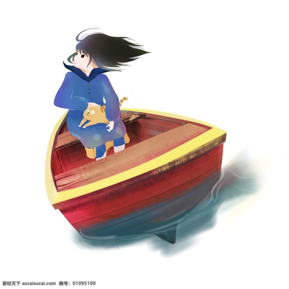船上 女孩 插画 人物 元素 船上的女孩 人物元素 png元素 透明元素 免抠元素
