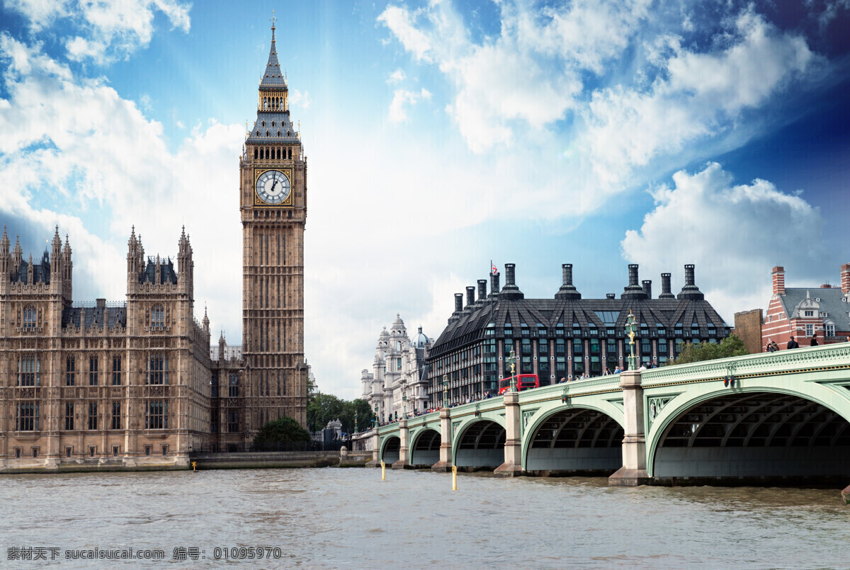 英国 大本钟 英国大本钟 钟楼图片素材 钟楼 桥 蓝天 白云 欧式建筑 旅游摄影 国外旅游