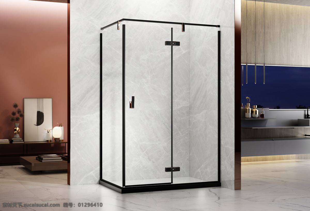 轻奢淋浴房 淋浴房 卫生间 效果图 家装 空间 室内广告设计