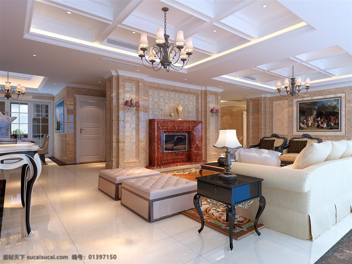 别墅 客厅 3d 设计图 3d模型 家居客厅 沙发茶几 室内设计 现代时尚 精美效果图 家居装饰素材