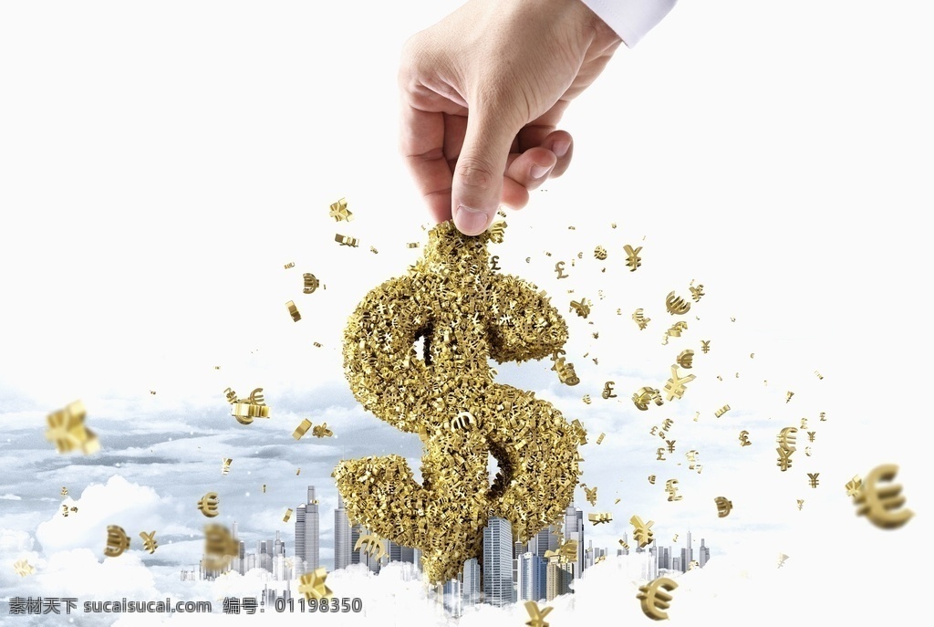 钱币 符号 手 城市 商务金融