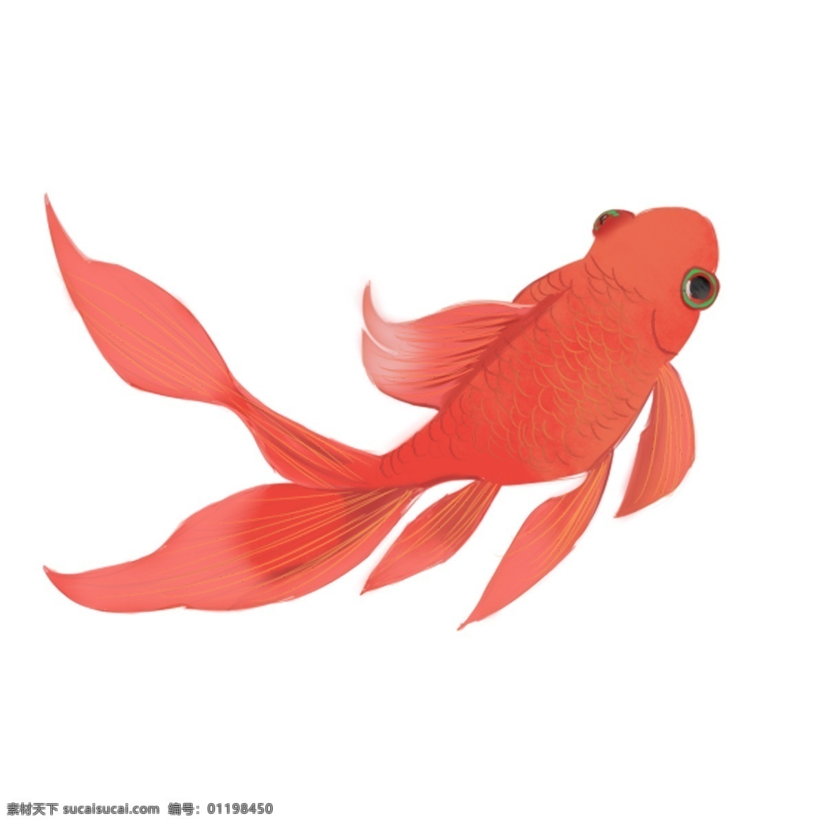 商用 红色 喜庆 中国 风 手绘 可爱 金鱼 装饰 图案 中国风 春节 可商用 新年 新春 装饰图案 免抠