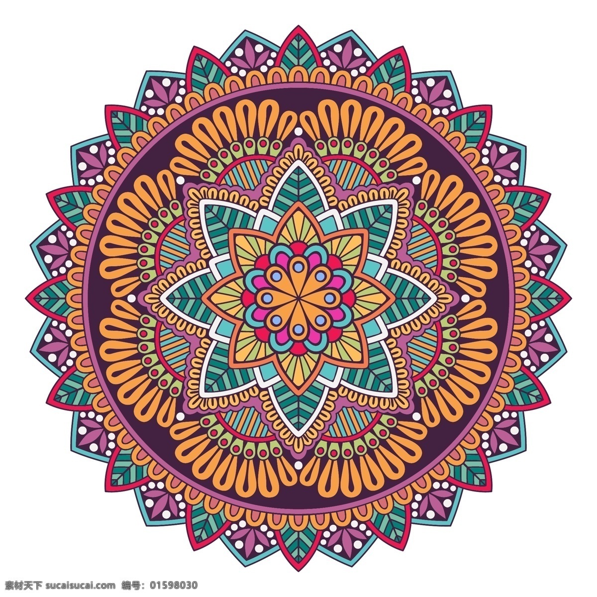 一个 丰富多彩 曼陀罗 背景 花 抽象 花卉 装饰品 阿拉伯语 印度 多彩 装饰 形状 伊斯兰教 东方 符号 装饰华丽
