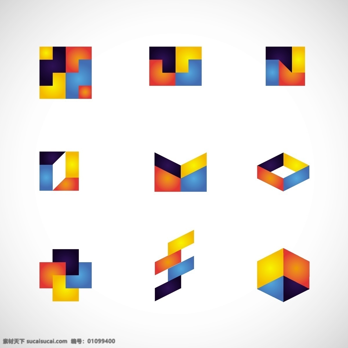 彩色 风格 集合 中 几何 标志 抽象 企业 色彩 公司 抽象的标志 企业形象 身份 公司标志 收藏
