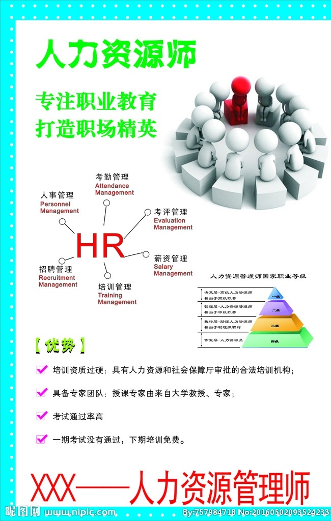 人力资源 培训 学校 宣传 单页 海报 hr 动慢 人物 金字塔 优势