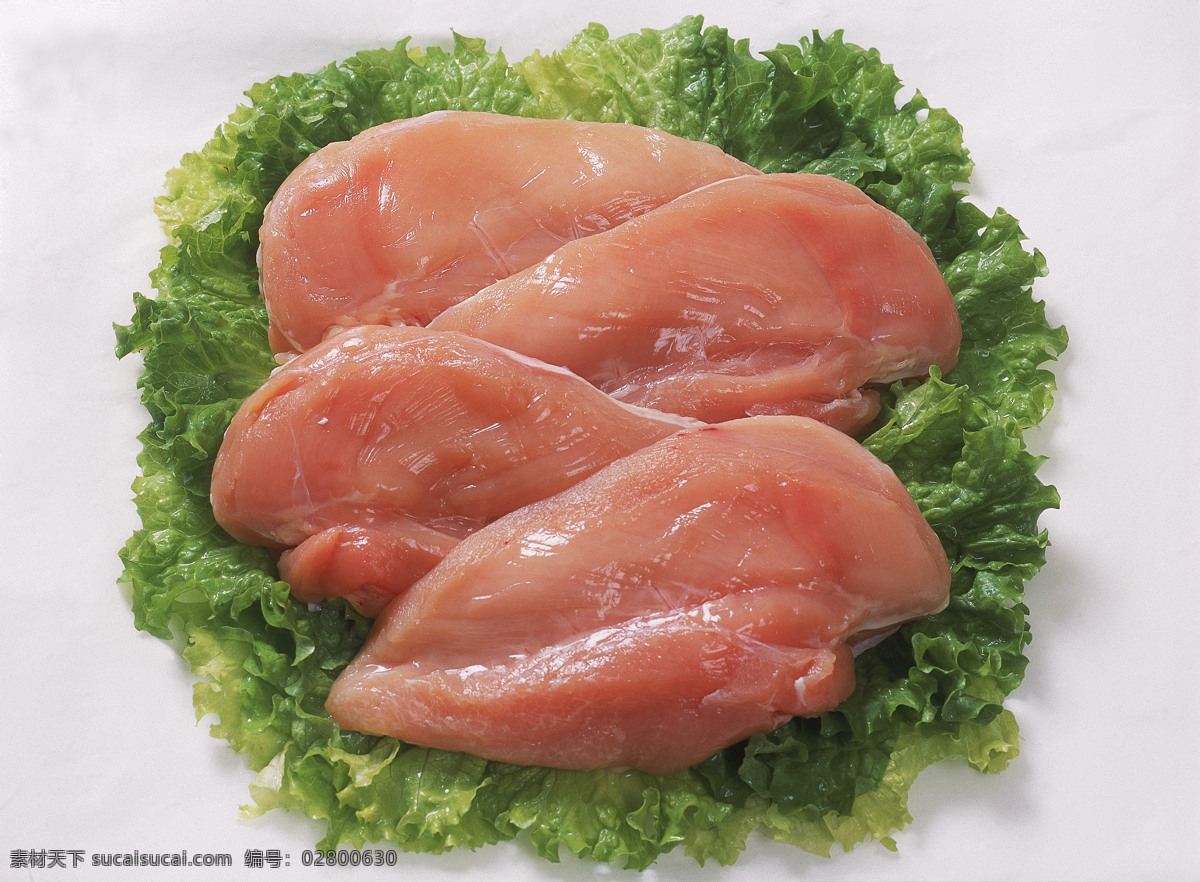 生菜叶 上 鸡肉 肉类 美食 食材 食物 烹饪 食材原料 餐饮美食