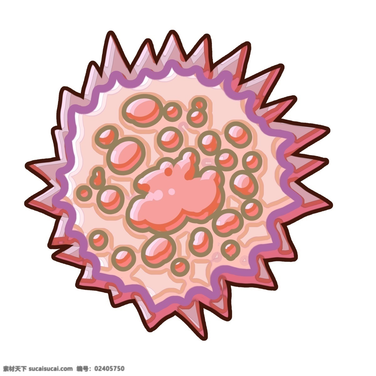 海胆 有害 细菌 插画 海胆的细菌 卡通插画 细菌插画 病菌插画 传染细菌 圆圆的细菌