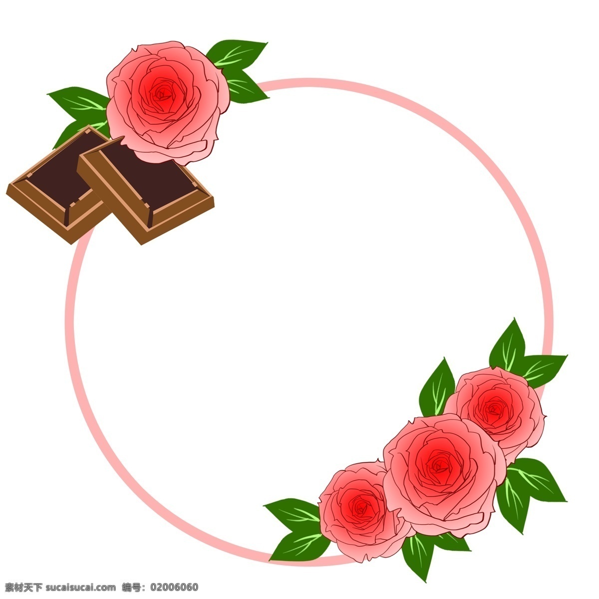 情人节 红色 鲜花 边框 可爱 漂亮 巧克力 卡通鲜花边框 手绘鲜花边框 鲜花边框装饰