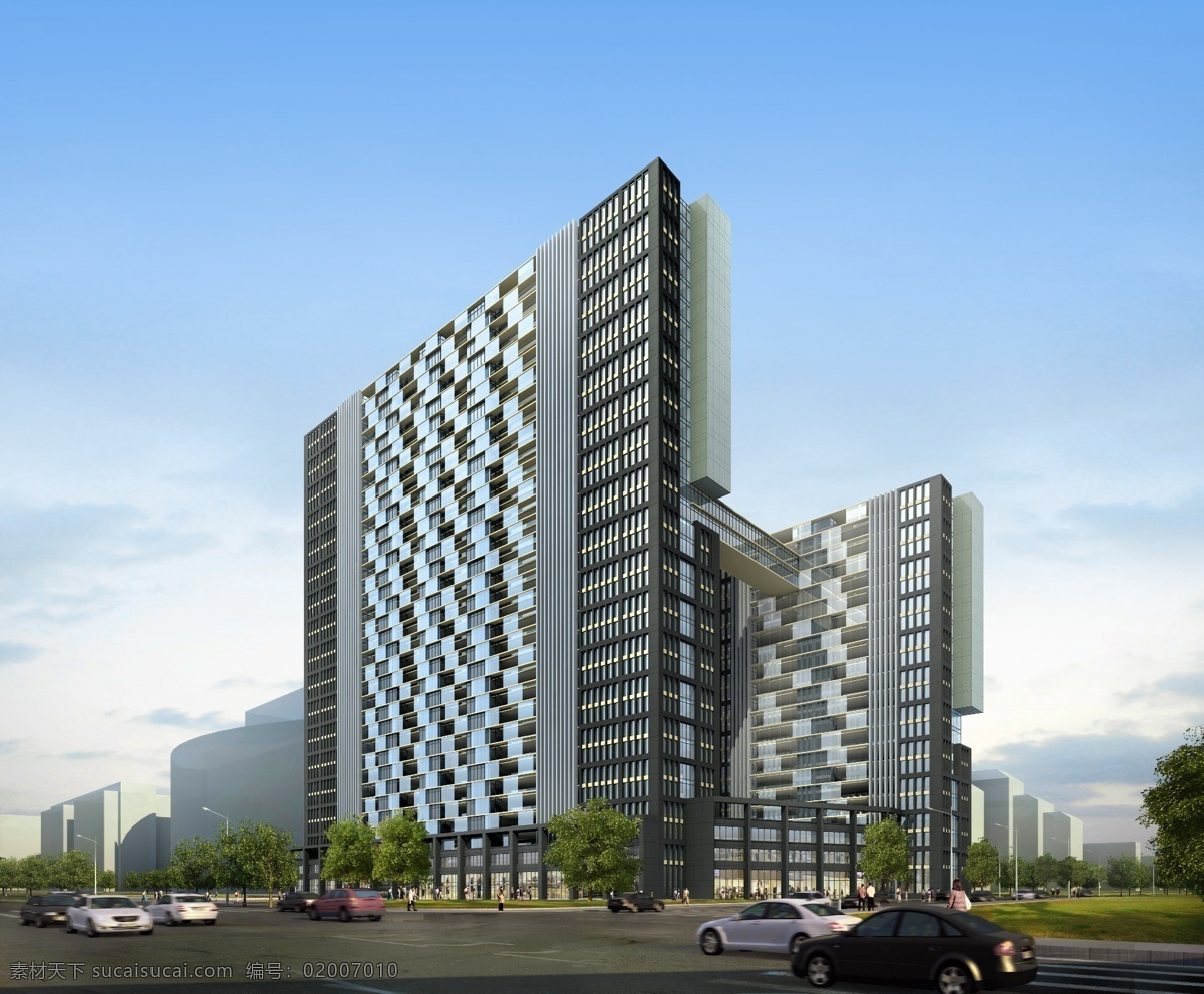 高档 商务楼 效果图 建筑效果图 建筑设计 景观园林 景观设计 园林设计 环艺设计 园林景观 环境设计 psd素材 黑色