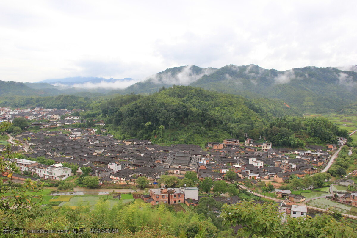 福建 培 田 古 民居 全景 培田 古民居 福建培田 客家 客家庄园 自然景观 建筑景观