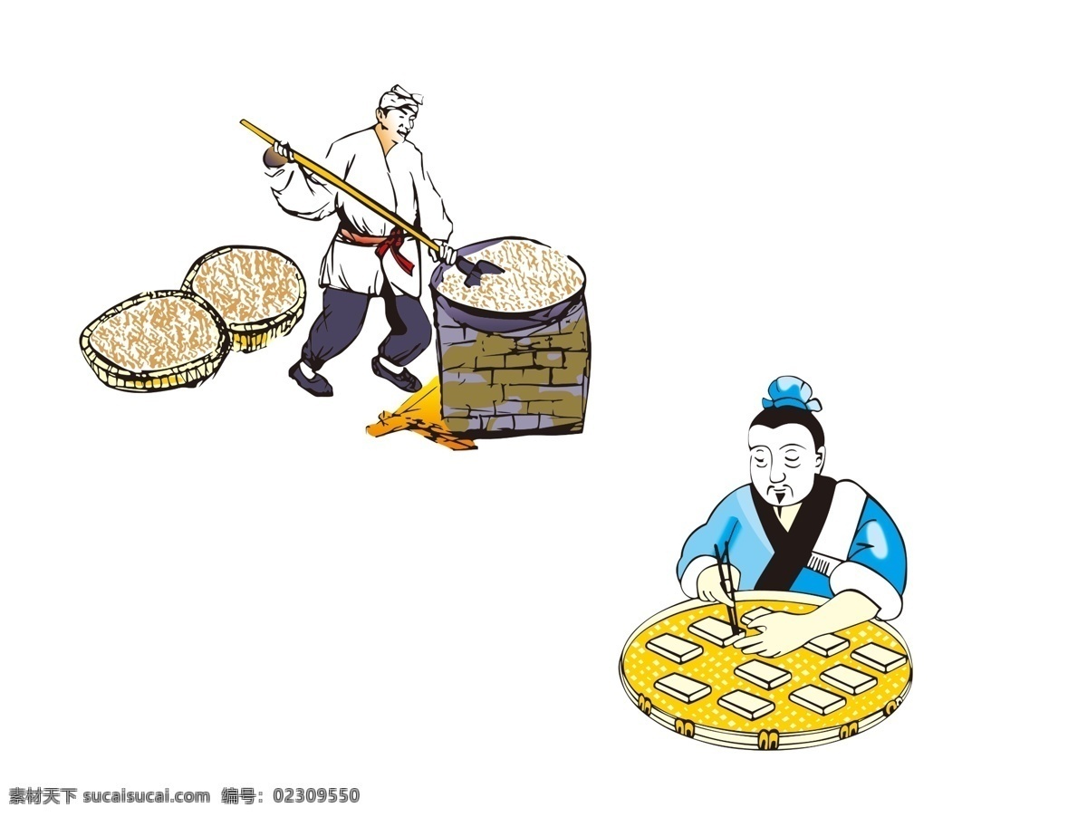 古图 古代劳动人民 古人 豆干 炒货 分层 源文件
