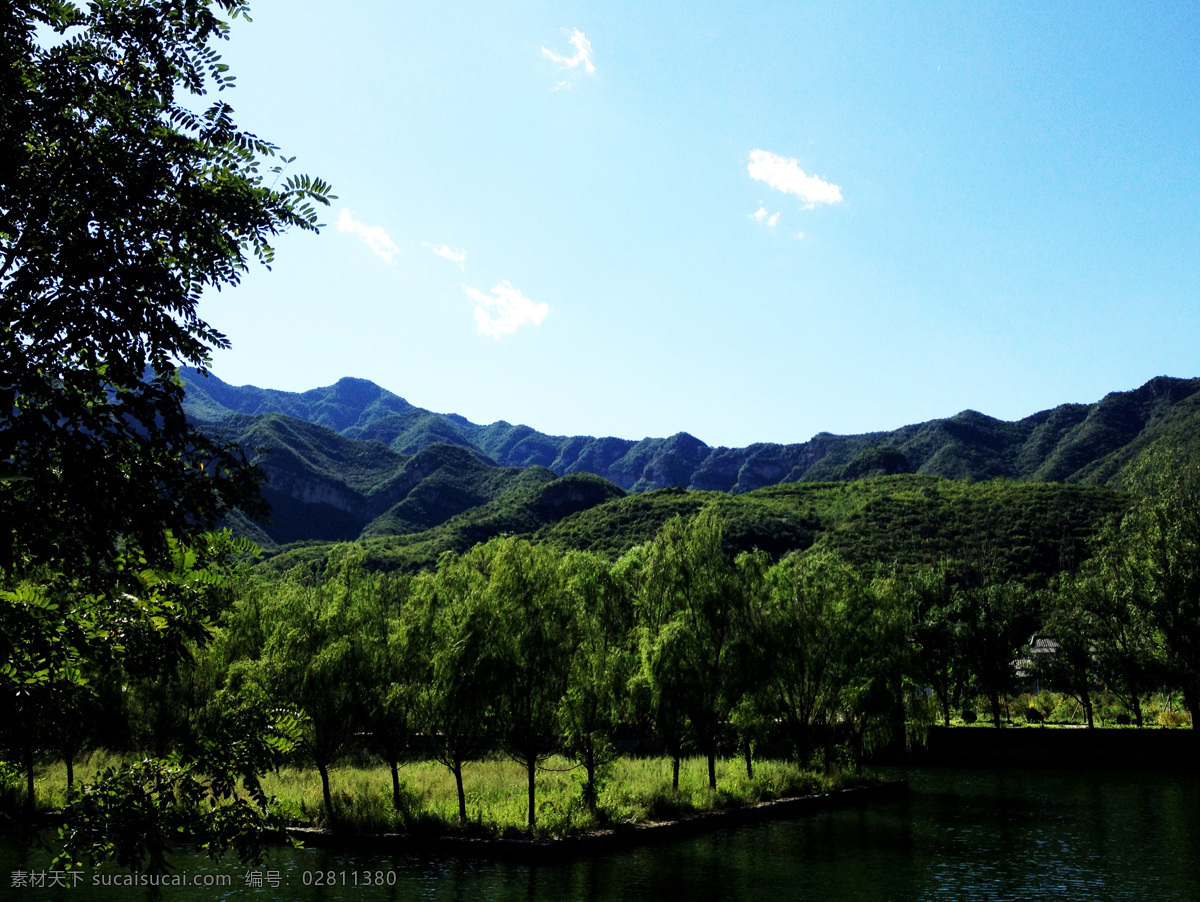 崇礼美丽景色 夏天 绿树 蓝天 白云 大山 自然景观 自然风景