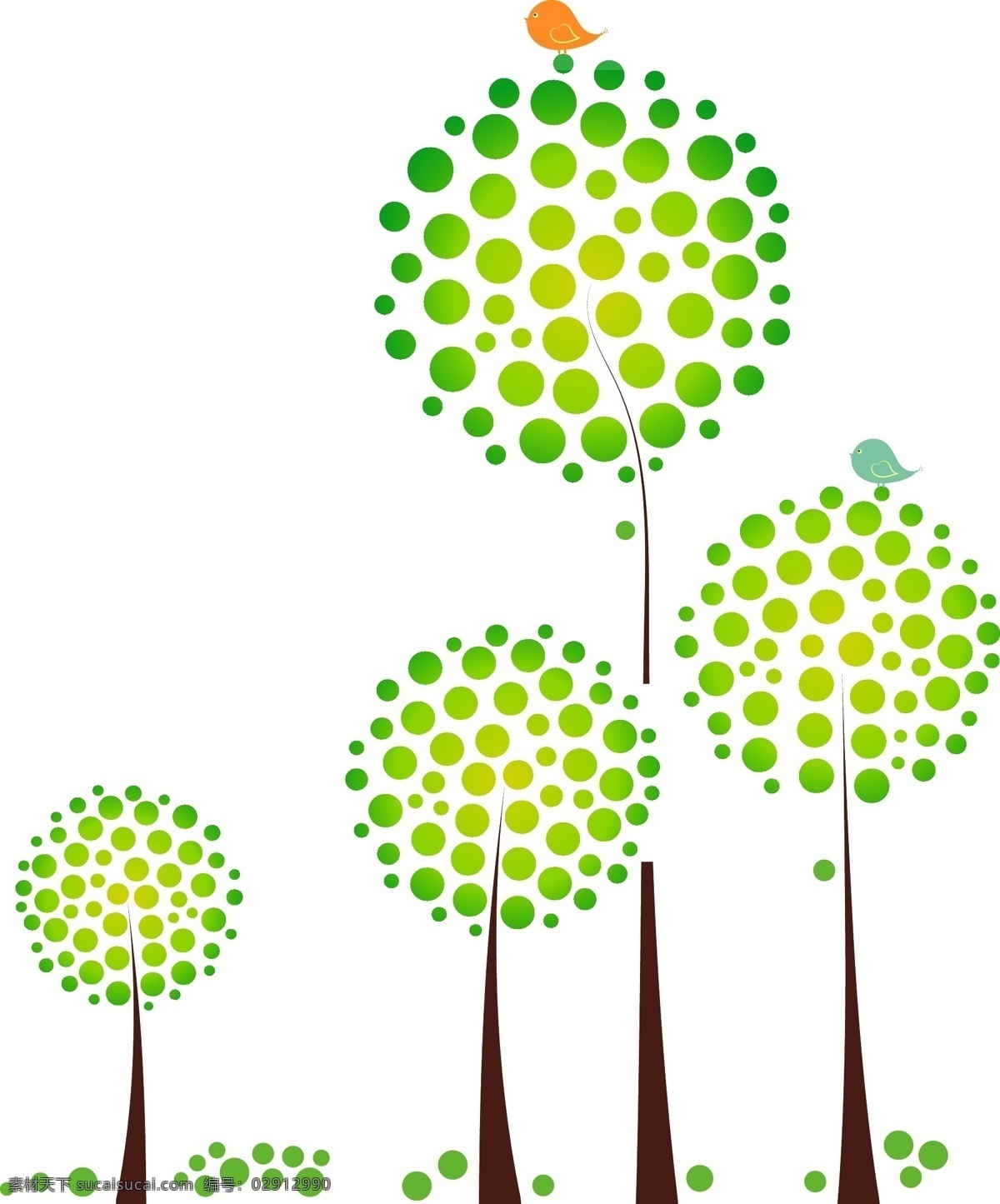 植树节 创意 绿色 树木 简约风格 卡通可爱风格 植树 树 小鸟 草绿色 创意树木 圆圈 矢量树